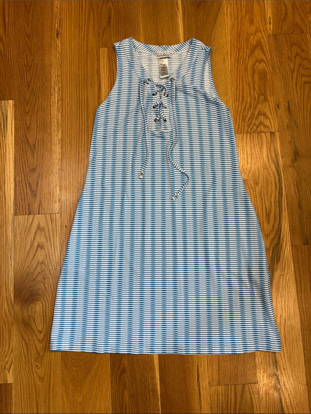 Tommy Bahama Island Cays Stripe Lace-Up Swim Cover, Size Medium